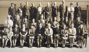 Photograph of a crowd of people associated with the Union Pacific Railroad, Las Vegas, 1940