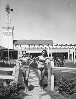 Photograph of two women in bikinis at the El Rancho Vegas, Las Vegas, circa 1950s
