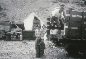 Slide of people at a food truck in Boulder City, Nevada, August 13, 1931