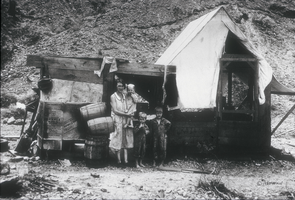 Slide of a woman and children in a Boulder City, circa early 1930s