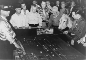 Film transparency of men playing craps, Las Vegas, circa late 1930s