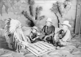 Film transparency of Lone Wolf, Captain Joyce and Cunnel Russell at the Apache Hotel, Las Vegas, circa 1930s-1940s