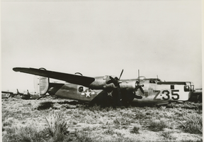 Black-and-white photograph of the Las Vegas Flexible Gunnery School aircraft, Nevada, circa 1940s