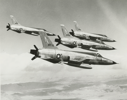 Black-and-white photograph of 4520th Combat Crew Training Wing in flight, circa 1958-1959