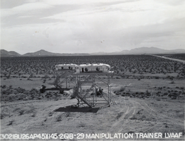 Black-and-white photograph of gunnery trainer at Nellis Air Force Base, Nevada, late 1944
