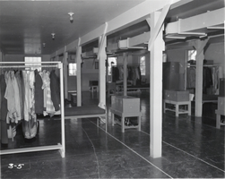 Black-and-white photograph of living facilities, Nellis Air Force Base, Nevada, circa 1950s