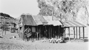 Film transparency of the home of a man known as Indian Ben, Las Vegas, circa early 1900s