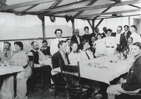 Photograph of people in a tent at Las Vegas Ranch, circa early 1900s