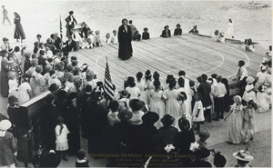 Postcard of commemoration of George Washington's birthday at Clark County High School, Las Vegas, circa mid 1900s