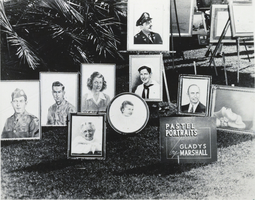 Photograph of pastel portraits by Gladys (Boggs) Marshall, 1940s-1950s