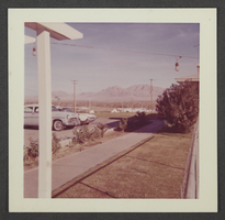 Color photograph of view of mountains from Harold Stocker residence, Las Vegas, Nevada, December 4, 1962