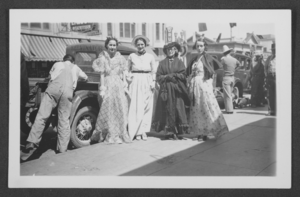 Black-and-white photograph of Stocker family members at the Helldorado Parade, Las Vegas, Nevada, 1934
