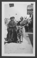 Black-and-white photograph of Stocker family members in costume at the Helldorado Parade, Las Vegas, Nevada, 1934