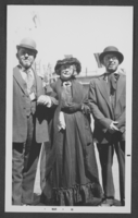 Black-and-white photograph of Stocker family members in costume at the Helldorado Parade, Las Vegas, Nevada, 1934