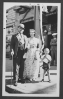 Black-and-white photograph of Stocker family members in costume at the Helldorado Parade, Las Vegas, Nevada, 1934