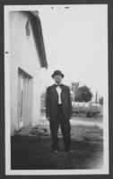 Black-and-white photograph of Clarence Stocker in costume for the Helldorado Parade, Las Vegas, Nevada, 1934
