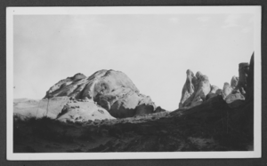 Black-and-white photograph of the Valley of Fire, Nevada, circa 1920s-1930s