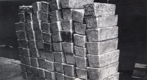 Photograph of silver bricks, Tonopah, Nevada, circa early 1900s