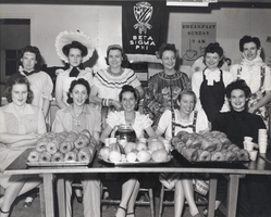 Members of a Beta Sigma Phi sorrority, circa 1930s to 1940s