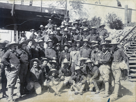 Photograph of Teddy's Terrors at the Santa Fe Railroad depot, May 8, 1903