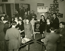 Film transparency of a Beta Sigma Phi USO meeting, circa 1930s to 1940s