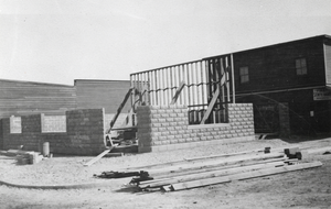 Photograph of bank building under construction, Las Vegas, circa 1905