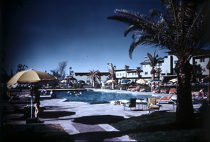 Slide of the pool at the Flamingo Hotel and Casino, Las Vegas, circa 1950s