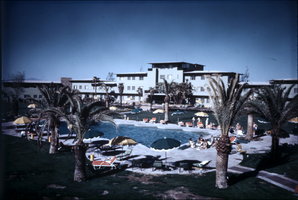 Slide of the pool at the Flamingo Hotel and Casino, Las Vegas, circa 1950s