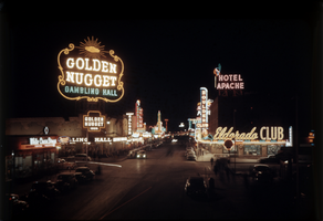 Slide of Fremont Street at night, Las Vegas, circa 1940s