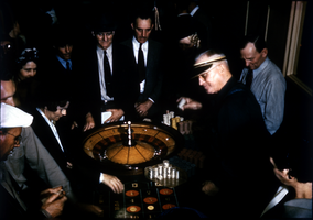 Slide of men playing roulette, Las Vegas, circa 1940-1950s