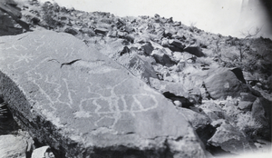 Photograph of Native American petroglyphs, circa early to mid 1900s