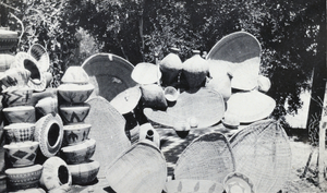Photograph of Helen J. Stewart's basket collection, circa 1910s