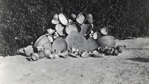 Photograph of Helen J. Stewart's basket collection, circa 1910s