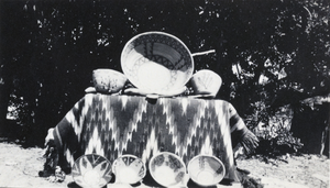 Photograph of Helen J. Stewart's basket collection, circa 1910s
