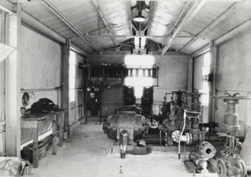 Photograph of the Hoover Dam machinery room, 1931