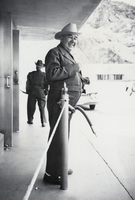 Photograph of "Blackie" Hardy at the Hoover Dam, 1958