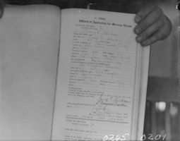 Film negative of marriage records, Clark County, Nevada, circa late 1920s - early 1930s