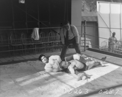Film transparency of wrestlers, Las Vegas, 1929