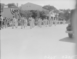 Film transparency of a parade, Las Vegas, 1930