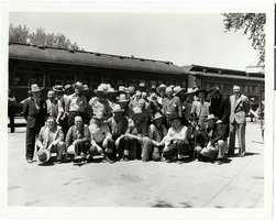 Photograph of the Rotary Club traveling by Union Pacific RR and stages, Las Vegas, Nevada, circa 1930s