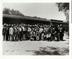 Photograph of the Rotary Club traveling by Union Pacific RR and stages, Las Vegas, Nevada, circa 1930s