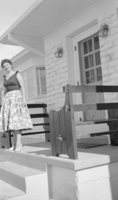 Photograph of Mayme Stocker in front of the Stocker home Las Vegas, Nevada, circa 1930's-1950's