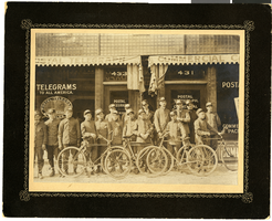 Black-and-white photograph of Postal Telegraph office employees, Los Angeles, California, circa 1909-1910