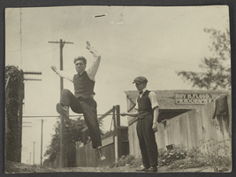 Black-and-white photograph of Clarence Stocker and boy, Los Angeles, circa 1910-1920
