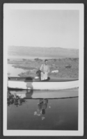 Photograph of Harold Stocker on a boat, near Boulder City, Nevada, circa 1936-1940