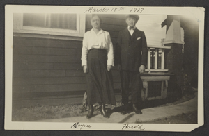 Photograph of Harold Stocker with his mother Mayme Stocker, Las Vegas, March 18, 1917