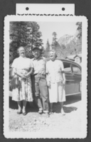 Photograph of Mayme Stocker and friends, Mount Charleston, circa 1950s