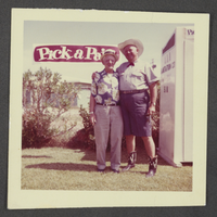Photograph of Harold Stocker and Randy McElhone, unknown location, circa 1970-1983