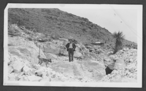 Photograph of Harold Stocker in the desert, circa 1940s-1950s