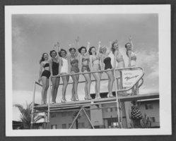 Photograph of the June Taylor Dancers posing at the Flamingo Hotel, Las Vegas, Nevada, circa 1949